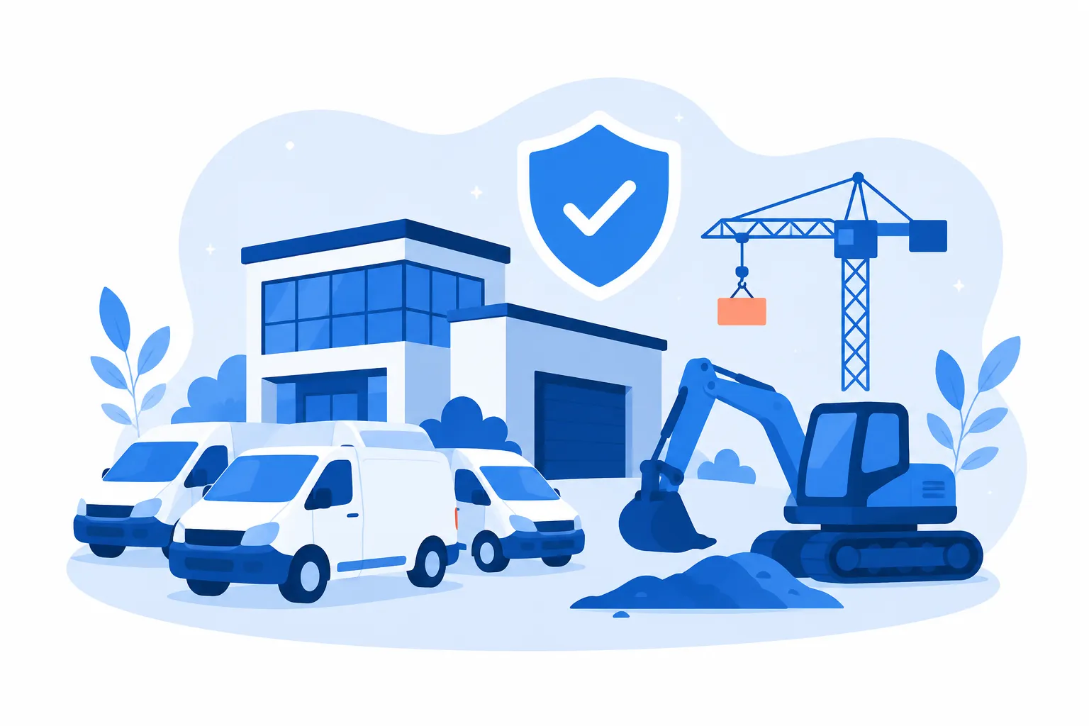 Des locaux professionnels, une flotte d’utilitaires et un chantier, protégés par un bouclier.